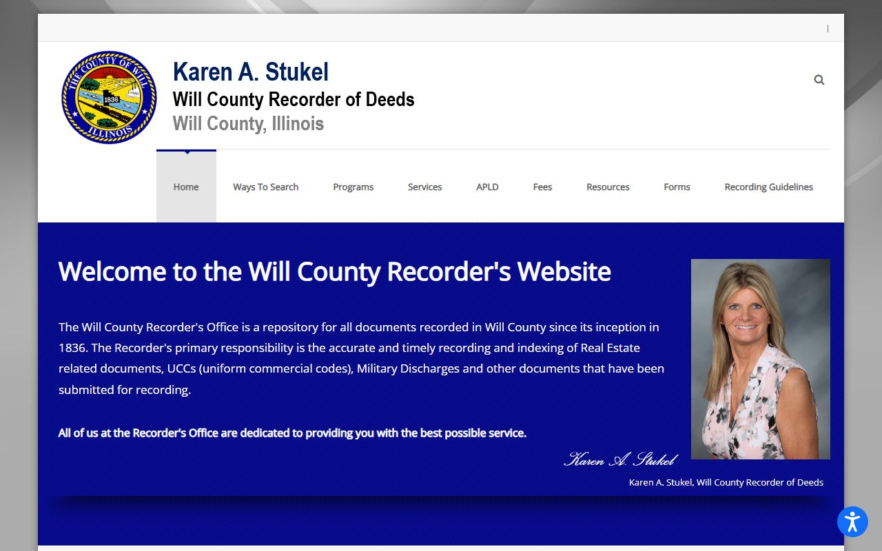 Will County Recorder of Deeds website for land records and public records