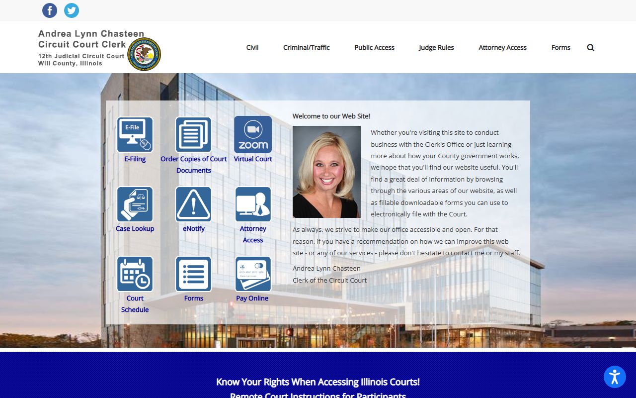 Will County Circuit Clerk website for court records search